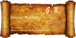 Géczy Miklós névjegykártya
